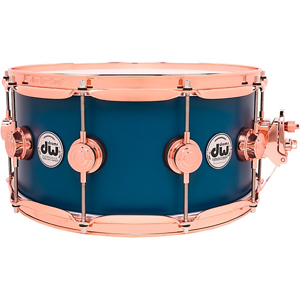 DW Collector's Series Maple/Mahogany Snare Drum With Copper Hardware - 14 x 6.5 in. Ocean Blue Hard Satin