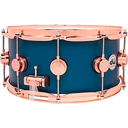 DW Collector's Series Maple/Mahogany Snare Drum With Copper Hardware - 14 x 6.5 in. Ocean Blue Hard Satin