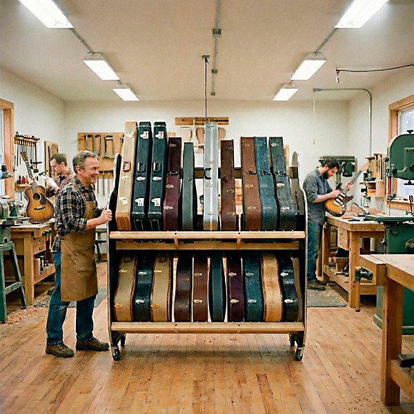 A&S Crafted Products Session-Pro Double-Stack Mobile Guitar Case Storage Rack