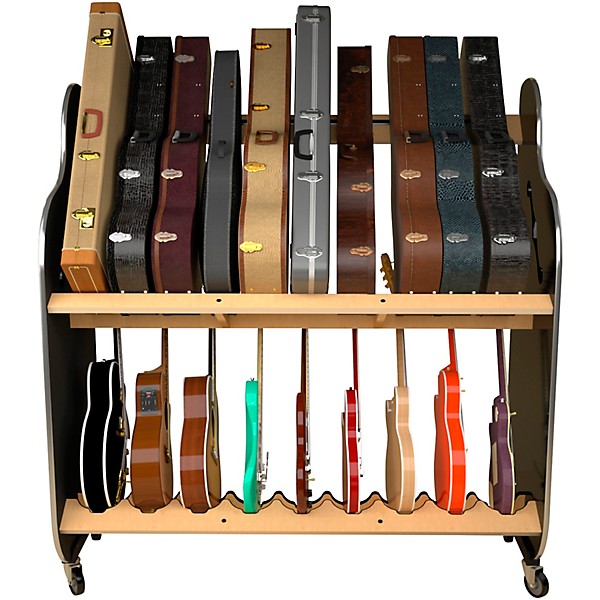 A&S Crafted Products Session-Pro Double-Stack Mobile Guitar and Case Storage Rack