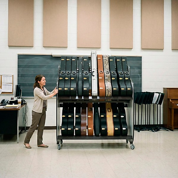 A&S Crafted Products Band Room Double-Stack Acoustic Guitar Case Storage Rack
