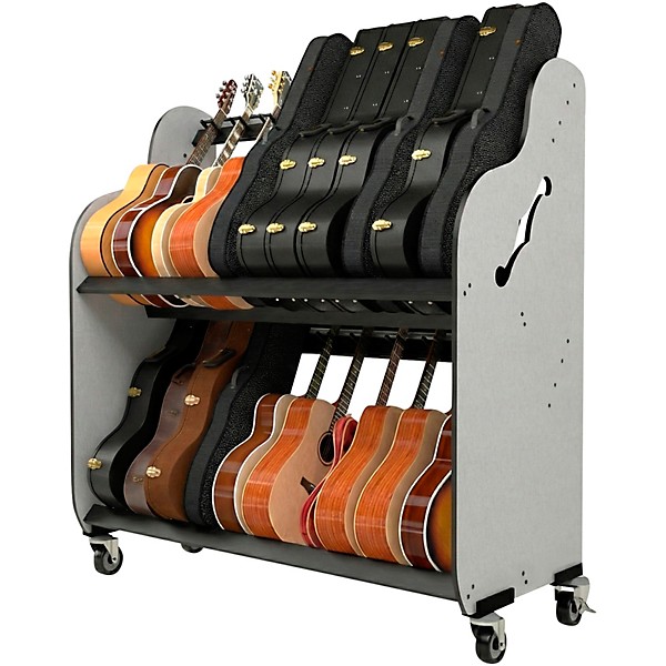 A&S Crafted Products Band Room Double-Stack Acoustic Guitar and Case Storage Rack