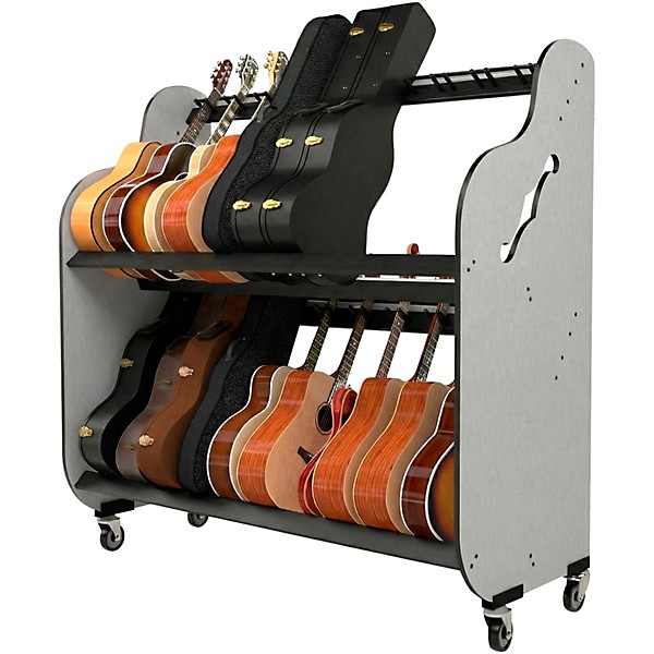 A&S Crafted Products Band Room Double-Stack Acoustic Guitar and Case Storage Rack