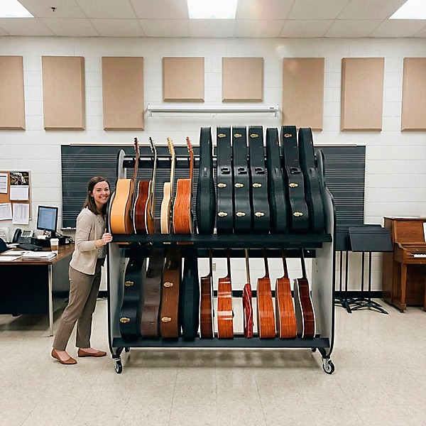 A&S Crafted Products Band Room Double-Stack Acoustic Guitar and Case Storage Rack