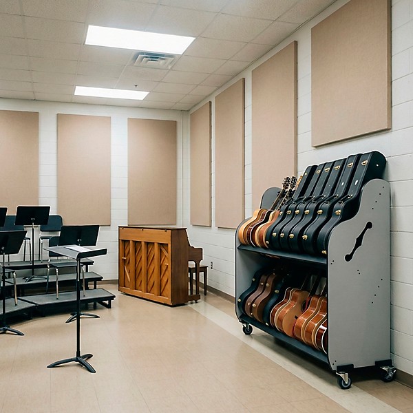 A&S Crafted Products Band Room Double-Stack Acoustic Guitar and Case Storage Rack