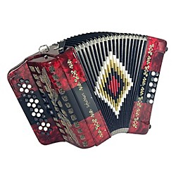 Sofiamari 34-Button Diatonic Accordion - Red & Black Tri-Color, GCF