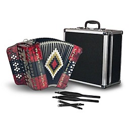 SofiaMari 34-Button Diatonic Accordion - Red & Black Tri-Color, FBE