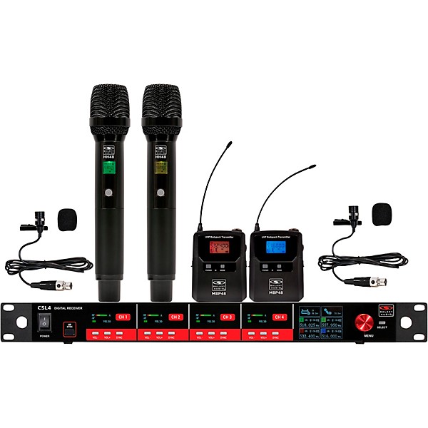 Galaxy Audio CSL4-HHVVM 4-Channel Digital UHF Wireless Microphone System - Frequency CODE M3 516-558MHz