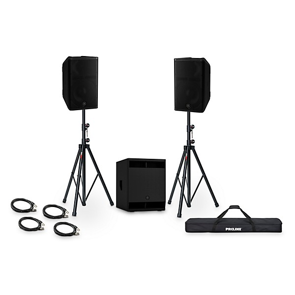 Yamaha DXR12mk3 12" 2000W Powered Loudspeaker Package With DXS15mk3 15" 2500W Powered Subwoofer, Stands & Cables
