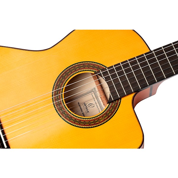 Ortega Traditional Series RCE270FT Thinline Acoustic-Electric Classical Guitar - Natural