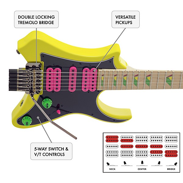 Traveler Guitar Vaibrant Deluxe V88XHL Electric Guitar - Electric Yellow