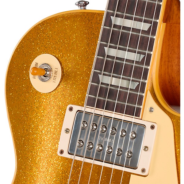 Gibson Custom 1957 Les Paul Reissue Electric Guitar With TV Jones Power'Tron Pickups - VOS, Gold Sparkle