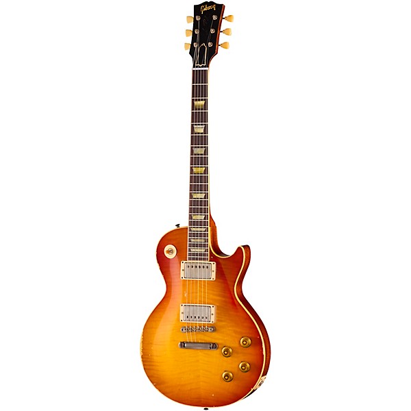 Gibson Custom 1959 Les Paul Standard Reissue Electric Guitar - Heavy Aged, Molten Amber Burst