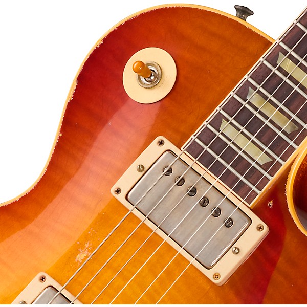 Gibson Custom 1959 Les Paul Standard Reissue Electric Guitar - Heavy Aged, Molten Amber Burst