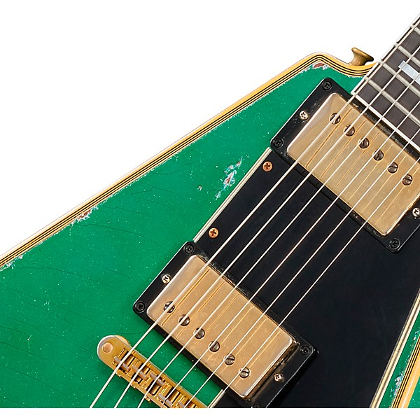 Gibson Custom Flying V Custom Electric Guitar - Heavy Aged, Teal Sparkle