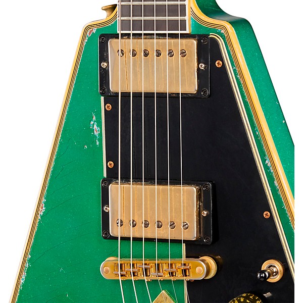 Gibson Custom Flying V Custom Electric Guitar - Heavy Aged, Teal Sparkle
