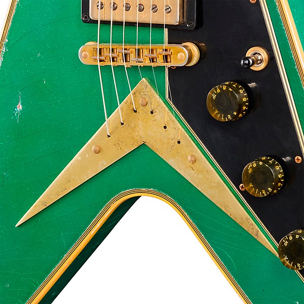 Gibson Custom Flying V Custom Electric Guitar - Heavy Aged, Teal Sparkle