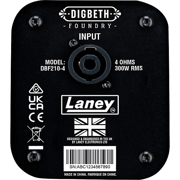 Laney Digbeth Foundry DBF210-4 2x10" 300W Bass Speaker Cabinet - Black