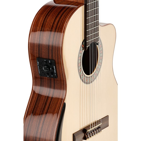 Manuel Rodriguez Academia Exotica Santos Pavo Real Cutaway Acoustic-Electric Classical Guitar Natural