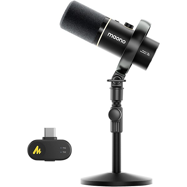 maono PD200W Hybrid Wireless Dynamic Podcast Microphone With Desktop Stand