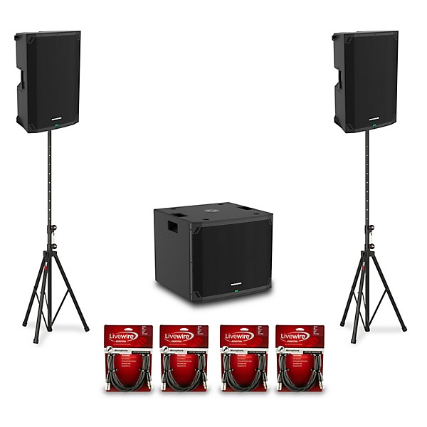 Mackie Thump15v4 15" Powered Speaker Pair With 18" Powered Subwoofer, Cables & Stands