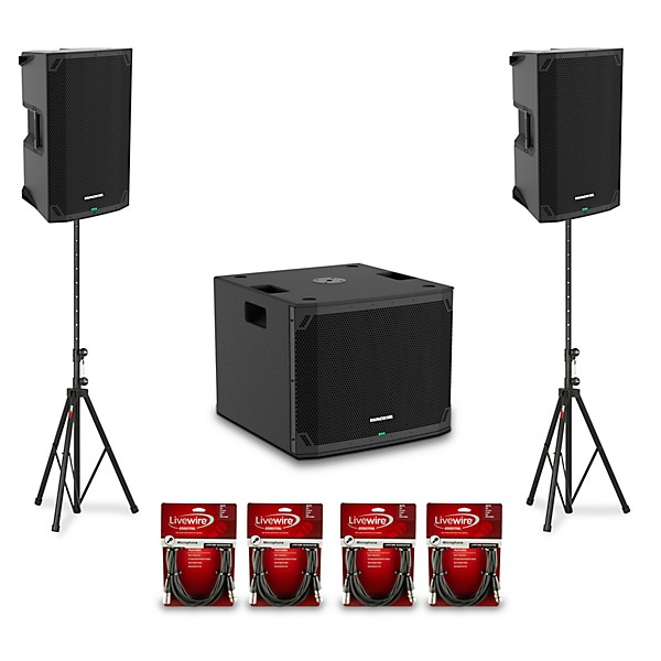 Mackie Thump12v4 12" Powered Speaker Pair With 15" Powered Subwoofer, Cables & Stands