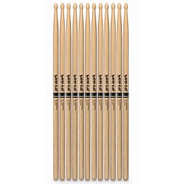 Promark Classic Forward Hickory Drum Sticks - 5A Wood Tip, 12-Pack 5A Wood