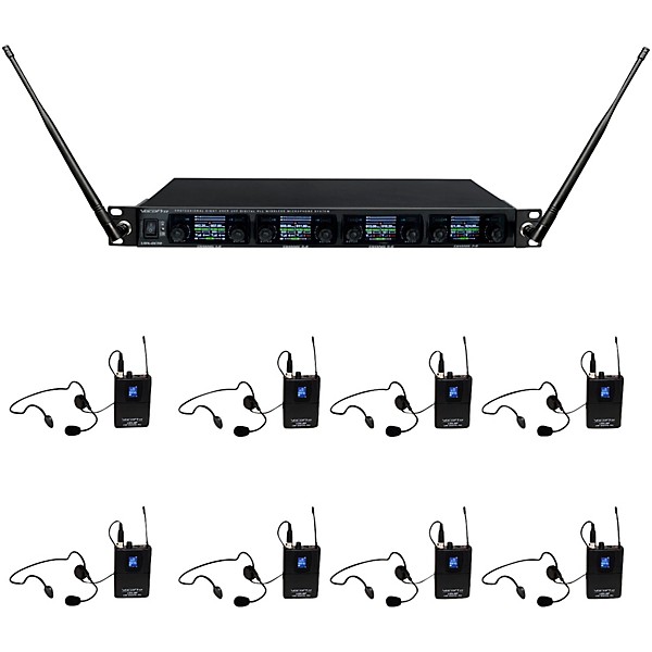 VocoPro UDX-PLAY-8 Digital UHF PLL Wireless Headset Microphone System - 8 Headsets