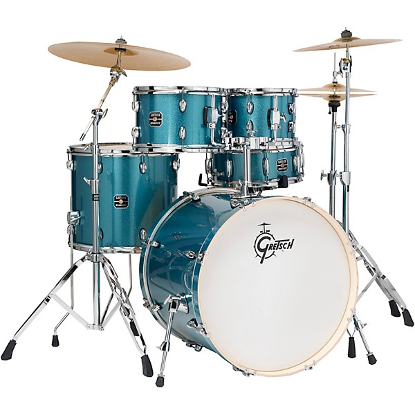 Gretsch Drums Energy Complete 5-Piece Drum Set With 22" Bass Drum and Paiste Cymbals - Gloss Blue Sparkle