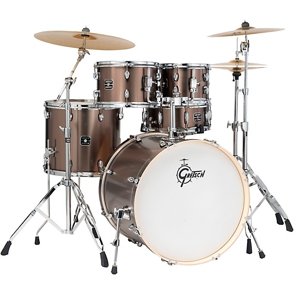 Gretsch Drums Energy Complete 5-Piece Drum Set With 22" Bass Drum and Paiste Cymbals - Gloss Grey Steel