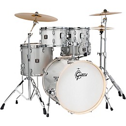 Gretsch Drums Energy Complete 5-Piece Drum Set With 22" Bass Drum and Paiste Cymbals - Gloss Silver Sparkle