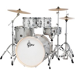 Gretsch Drums Energy Complete 5-Piece Drum Set With 22" Bass Drum and Paiste Cymbals - Gloss Silver Sparkle