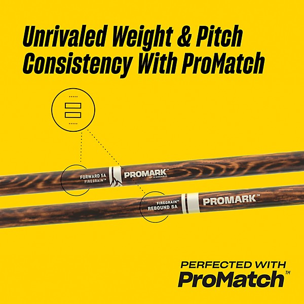 Promark Forward FireGrain Hickory Drumsticks - 2-Pack, 5B Wood