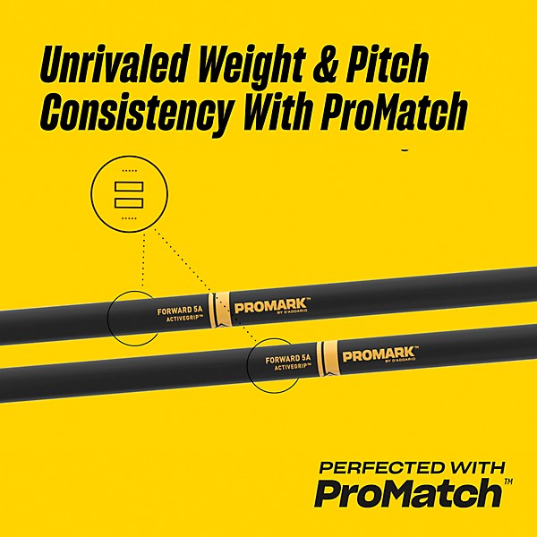 Promark Rebound ActiveGrip Hickory Drumsticks - 2-Pack, 5B Wood