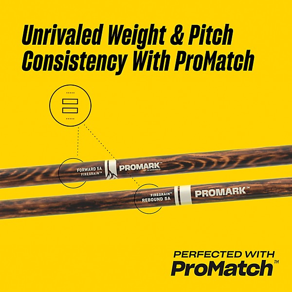 Promark Rebound FireGrain Hickory Drumsticks - 2-Pack, 5A Wood