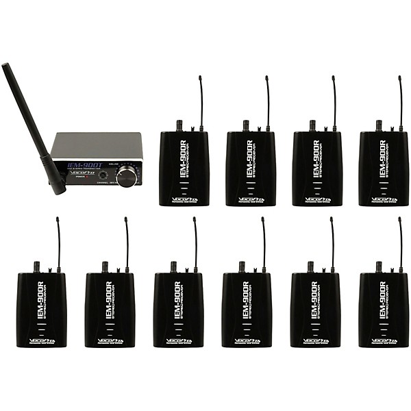 VocoPro IEM-900-10PACK Wireless Assistive Listening System - 10 Receivers and 1 Transmitter