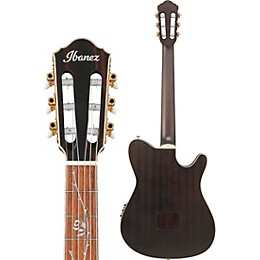 Ibanez TOD10NL Tim Henson Signature Left-Handed Nylon-String Acoustic-Electric Guitar w/ Gig Bag Transparent Black Flat