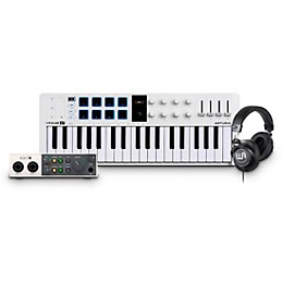 Arturia MiniLab 3 37-Key Controller Bundle With Universal Audio Volt 2 Interface and Warm Audio WA-CAB Studio Headphones - White