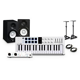 Arturia MiniLab 3 37-Key Controller Bundle With Minifuse 2 Interface, Yamaha HS5 Monitor Pair and Stands/Cables - White