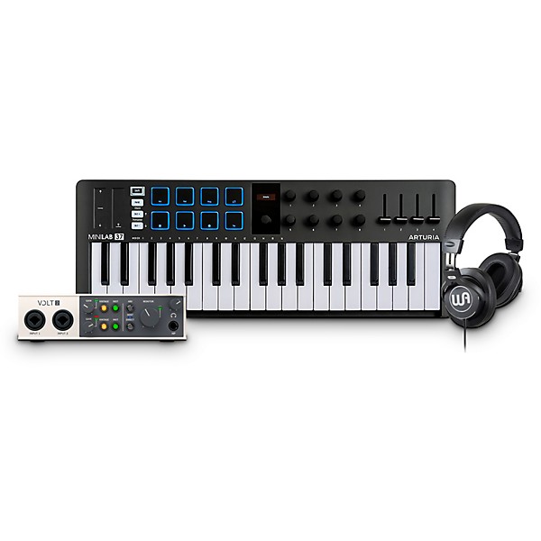 Arturia MiniLab 3 37-Key Controller Bundle With Universal Audio Volt 2 Interface and Warm Audio WA-CAB Studio Headphones -...