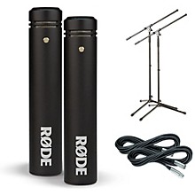 RODE M5 Compact 1/2" Condenser Microphone Matched Pair Cable & Stand Drum Overhead Package