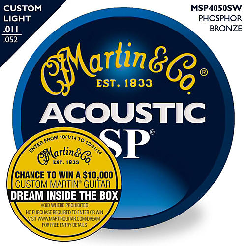 Martin MSP4050 SP Phosphor Bronze Custom Light Acoustic Guitar Strings ...