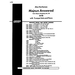 Associated Majnun Answered From Maj Nun Symph. #24      With Trumpet Solo And Piano SATB composed by A Hovhaness