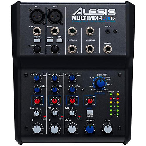 alesis multimix 4 usb fx 4-channel mixer with effe...