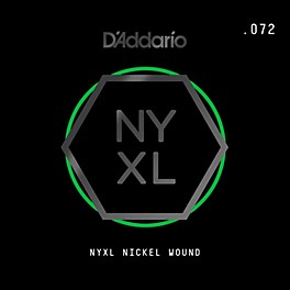 D'Addario NYNW072 NYXL Nickel Wound Electric Guitar Single String, .072