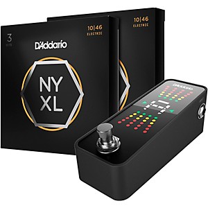 D'Addario NYXL1046 6-Pack Electric Guitar Strings with Chromatic Pedal Tuner  