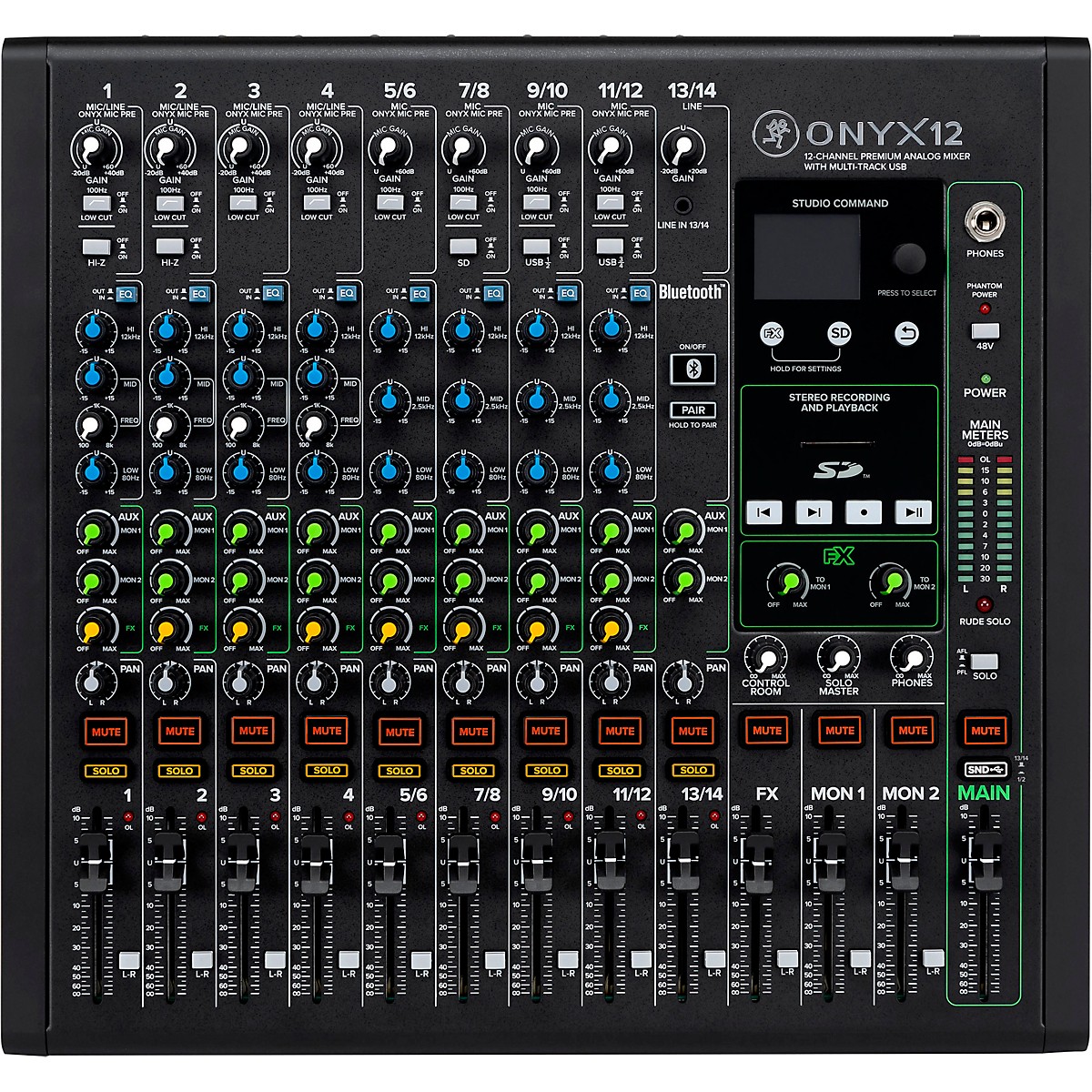 Mackie Onyx12 12Channel Premium Analog Mixer with MultiTrack USB And Bluetooth Guitar Center