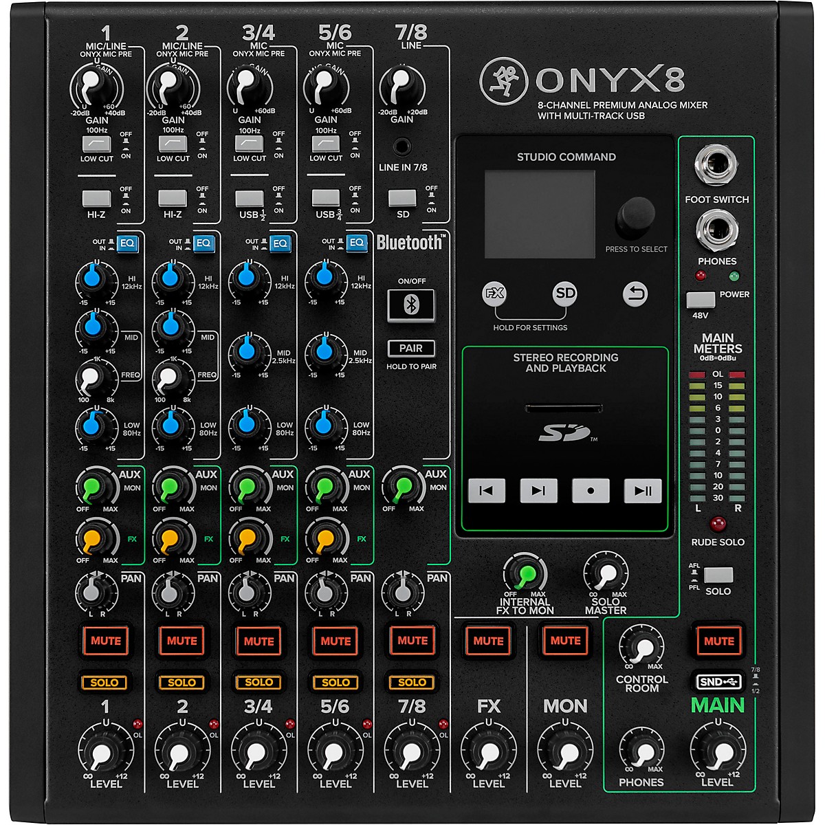 Mackie Onyx8 8Channel Premium Analog Mixer with MultiTrack USB And Bluetooth Guitar Center