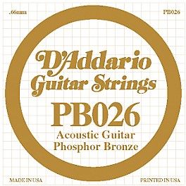D'Addario PB026 Phosphor Bronze Single Acoustic Guitar String