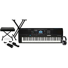 Yamaha PSR-EW425 76-key Portable Arranger with Tascam TH-200X Studio Headphone Package (Pedals/Bench/Stand Included)